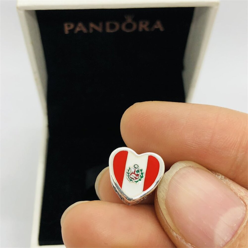 ✨🔥Pandora Peru Flag Dangle Charm,Heart Bead Charm